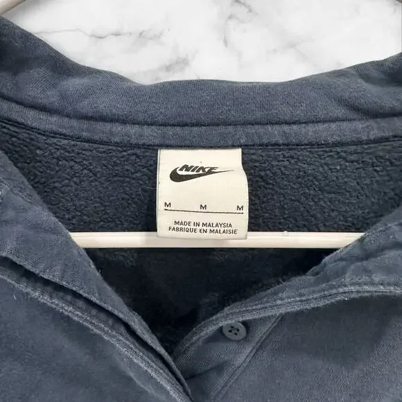 Nike Y2K Phoenix Fleece Retro crop quarter zip polo top in navy M - Picture 5 of 5